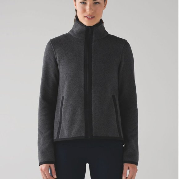lululemon athletica Tops - Lululemon Its Fleecing Cold Zip Up Heathered Black/Black 6